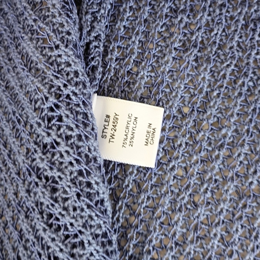NWT Zenana Boho Blue Open Knit Crochet Sleeveless V-Neck Vest M Festive - Picture 6 of 7
